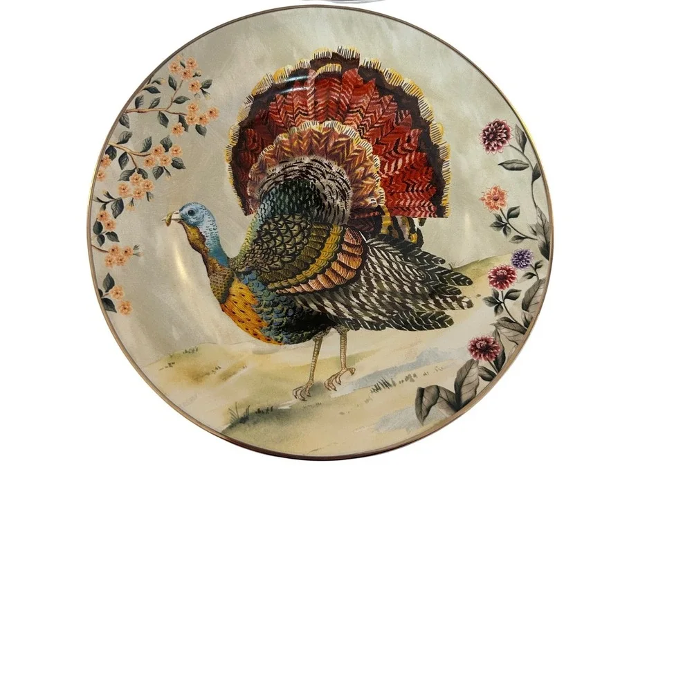 Pottery Barn Botanical Harvest Salad Plates Set of 4 New Turkey Floral 8.75